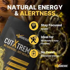 Biorevive Cut Xtreme Thermogenic Fat Burner – New Formula Vegan 780Mg Capsules with L-Carnitine, Green Tea, B Vitamins & Caffeine for Energy, Focus & Metabolism Support, Pre-Workout Supplement