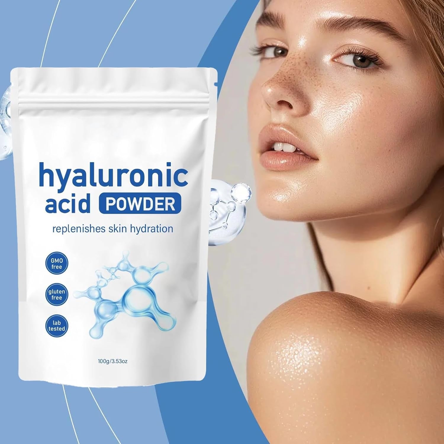 DEJIN Hyaluronic Acid Powder - Pure and Natural Hyaluronic Acid Powder for Face and Skin Care, Water-Soluble and Vegan with Low Molecular Weight, Ideal for DIY Facial Serum and Anti-Aging Treatments.