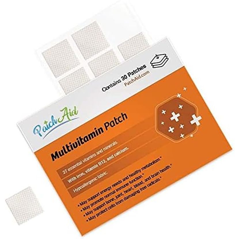 Patch Aid Multivitamin plus - 30 Daily Topical Patches. 100% Natural & Vegan. Allergy & Filler Free. High Absorption and More Bioavailable. Suitable for Sensitive Stomachs & Bariatric.