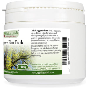 Health Leads UK Slippery Elm Powder 100G, Vegan, 100% Natural, Non-Gmo & No Nasties, Made in Wales