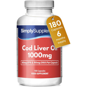 Pure Cod Liver Oil 1000Mg | Supports Heart, Brain, Vision & Immune Health | Rich in Omega 3 Fatty Acids | 240Mg of EPA and 270Mg of DHA per Serving | 180 Capsules = 2 Months' Supply | Made in the UK