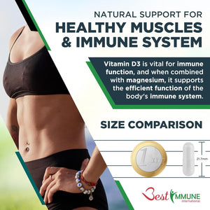 Best Immune, Magnesium Glycinate 400Mg D3 1000IU Essential Cofactors Complex Premium Quality 100 Vegetarian Capsules Highest Bioavailability