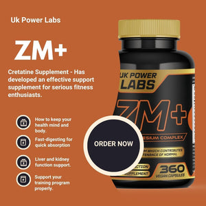 ZM+ Zinc Magnesium B6 Supplement for Men – High Strength ZMA Complex for Sleep, Testosterone & Muscle Recovery – 180 Vegan Capsules