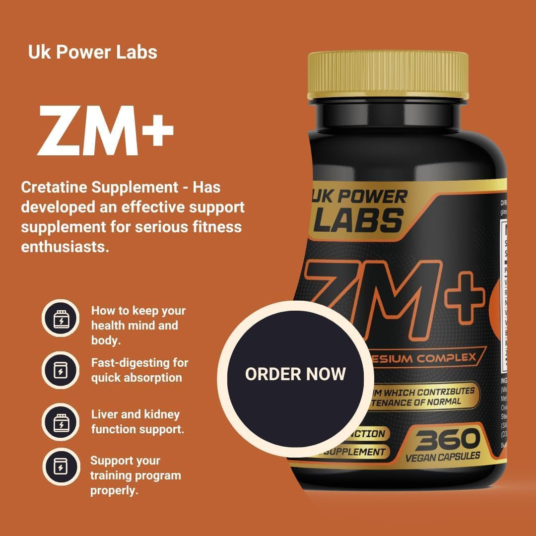ZM+ Zinc Magnesium B6 Supplement for Men – High Strength ZMA Complex for Sleep, Testosterone & Muscle Recovery – 180 Vegan Capsules
