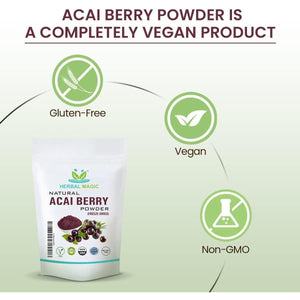 Herbal Magic'S Freeze Dried Acai Berry Powder - Wild-Harvested - Delicious Smoothies, Puddings and Dessert- Free from Fillers & Preservatives-100G (Pack of 1)