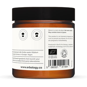 Erbology Organic Milk Thistle Powder 60G - 20 Servings - 180Mg Silymarin per Serving - Body Cleansing - Cold-Pressed from 100% Milk Thistle Seeds - Sustainably Sourced in Europe - Vegan - Gmo-Free