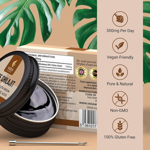 Pure Shilajit Resin 20G - 70%+ Fulvic Acid, Ethically Sourced from Siberian Mountains, ISO 17025 Lab Tested, 84+ Minerals, Vegan, No Additives