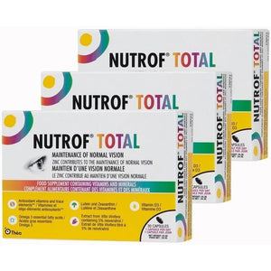 90 Nutrof Total Capsules – Eye Health Supplement with Lutein, Zeaxanthin, Omega 3, and Antioxidants | Daily Dose of Essential Nutrients for Optimal Eye Health | 30 Capsules X 3 Packs (3-Month Supply)