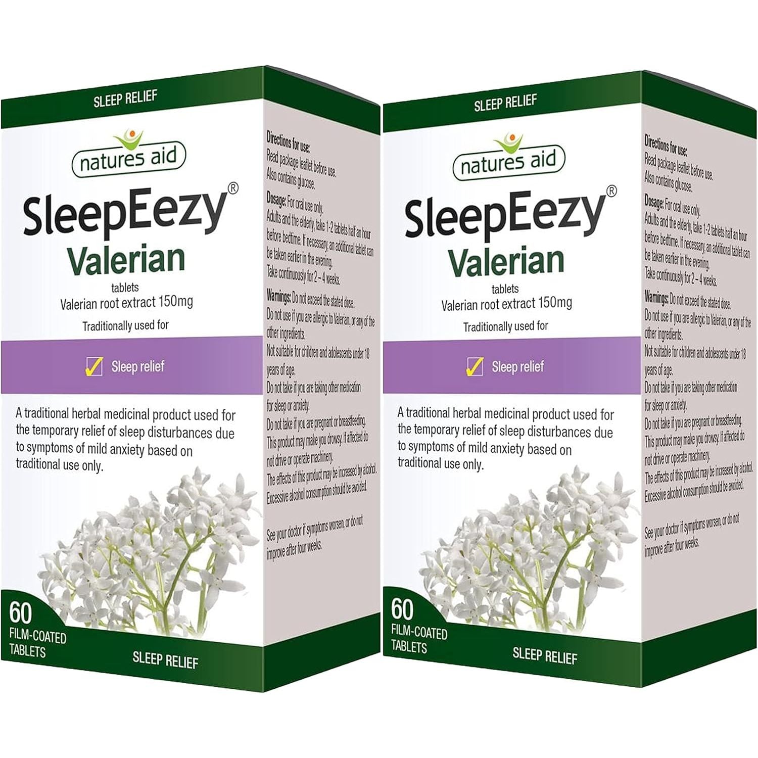 Sleepeezy Valerian Root Tablets, 2 X 60 Vegan Tablets, Relief of Sleep Disturbances