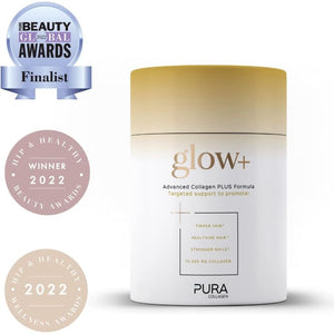Pura Collagen Powdered Supplement Glow+, 10,000Mg Hydrolysed Peptides, Hyaluronic Acid, Vitamins & Minerals, 28 Servings, 284 G