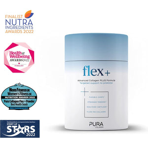 Pura Powdered Collagen Supplement (Flex +) | Hydrolysed Collagen Peptides with Vitamin C & Manganese | 284G (28 Servings)