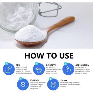 DEJIN Hyaluronic Acid Powder, Pure Hyaluronic Acid Powder for Face, Low Molecular Weight, Water Soluble Hydrating Ingredient for Skin Moisture, DIY Facial Serum, 100G