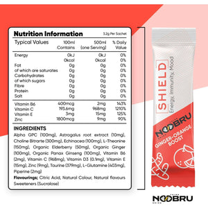 Noobru Shield with Vitamin C Powder and Ginger - Immune System Booster for Perfect Health Condition - Vitamins Blend for Your Body - Nootropic Food Supplements for Sharp Concentration and Quick Mind