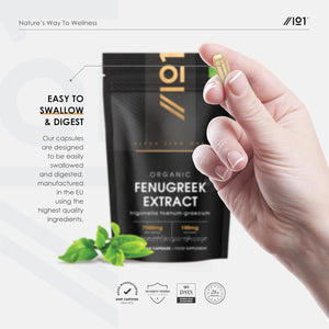 Organic Fenugreek Extract 7500Mg - High Strength 20% Saponins (100Mg) Supplement - 90 Vegan Capsules (3 Months Supply) - Resealable and Recyclable Pouch - by Alpha01