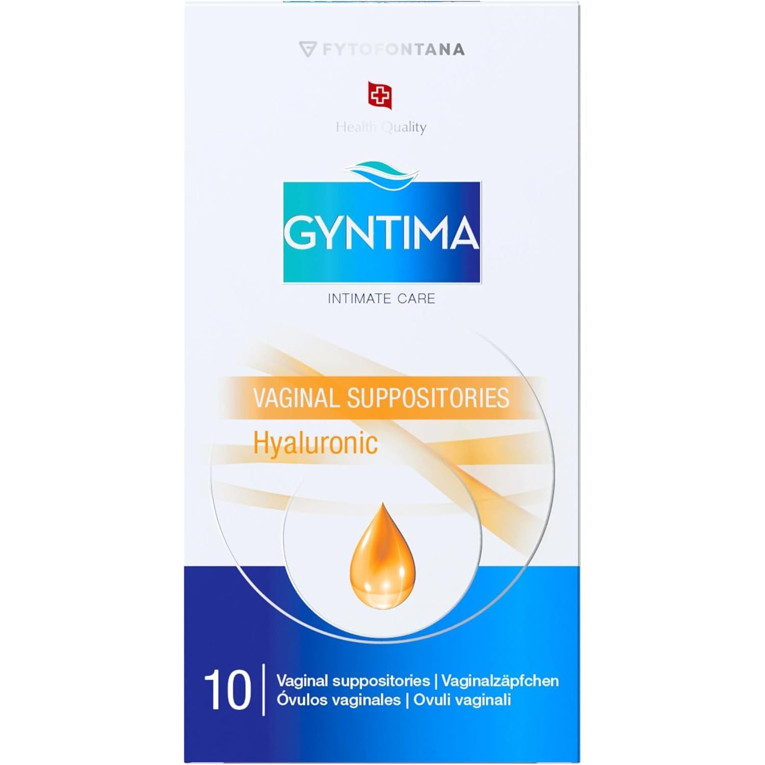 Gyntima Hyaluronic Vaginal Suppositories (10 Suppositories, Pack of 1) – Hormone-Free Relief for Vaginal Dryness, Atrophy, and Intimate Discomfort