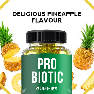 Probiotics Gummies for Adults and Kids - 60 Gummies - Vitamin C, B3, B5, B6 - UK Made Sash Vitality - Gut Health - Immune System Support - Digestive Support - Supports Oral Health (Pineapple Flavour)