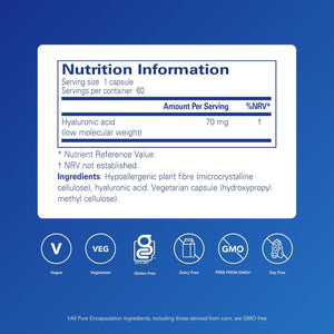 Pure Encapsulations Hyaluronic Acid - High Absorption Supplement - 60 Capsules