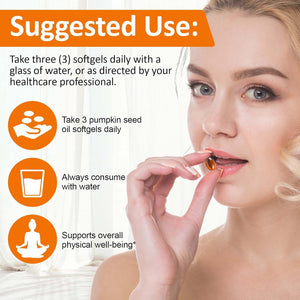 Pumpkin Seed Oil Capsules, 300 Softgels Cold Pressed Pumpkin Seed Oil Softgels Rich in Essential Omega-3/6 Fatty Acids & Zinc, Phytosterols for Hair Growth Supports Prostate Function