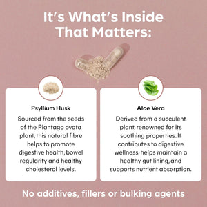 Purolabs Psyllium Husk Complex - High Purity 99.9% Fibre Supplement with Aloe Vera - Natural Digestive Support - Gut Health & Bowel Regularity - 90 Capsules