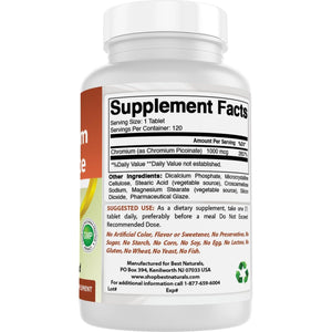Best Naturals Chromium 1000 Mcg 120 Tablets