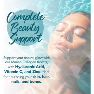 Zipvit Marine Collagen 1200Mg Tablets with Hyaluronic Acid, Vitamin C, and Zinc. High Strength Type 1 Collagen for Men and Women, Supports Hair, Skin, and Nails, 60 Tablets, 1 Month Supply