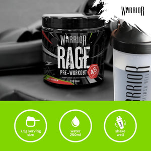 Warrior Rage - Pre-Workout Powder - 392G - with Creatine Gluconate, Vitamin C and Beta Alanine - Energy Drink Sports Supplement - for Men & Women - 45 Servings (Wicked Watermelon)