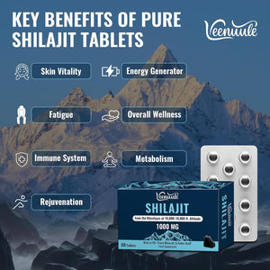 Shilajit Tablets 30,000 Mg, 100% Pure Himalayan Shilajit (1000 Mg per Serving), Rich in Fulvic Acid & 85+ Trace Minerals, Shilajit Resin Supplement for Energy & Immune Health (60 Tablets)