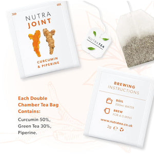 NUTRAJOINT - Joint Care Tea | Helps Improve Mobility & Flexibility - with Turmeric, Green Tea & Black Pepper - 20 Enveloped Tea Bags - by Nutra Tea