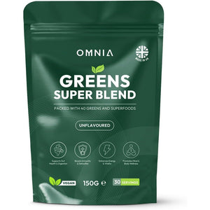 OMNIA Super Greens Powder – 40 Ingredients with Superfoods, Vitamins & Antioxidants – Supports Gut Health, Detox, Energy & Immunity – Vegan-Friendly, Non-Gmo – 30 Servings (210G, Unflavoured)