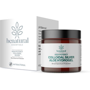 Benatural Essentials Premium Colloidal Silver Aloe Hydrogel 100G | Soothing Gel for Minor Burns, Scratches and Rashes | Antibacterial & Antifungal | PH Balanced | Manufactured in the UK