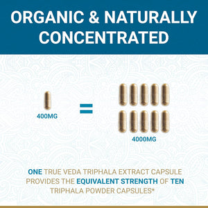 Organic Triphala Capsules - Certified Organic by Soil Association | Potency Due to Natural Fusion Extract | 100% Natural Supplement | Vegan & Vegetarian Friendly | Ayurveda | 60 Tablets | Made in UK