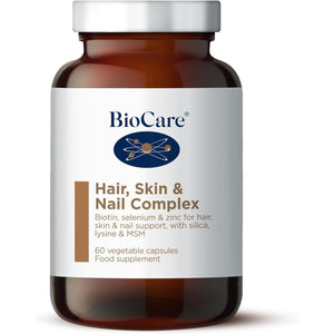 Biocare Hair, Skin & Nail Complex - with Biotin, Selenium, Zinc, Silica, Lysine & MSM - 60 Capsules