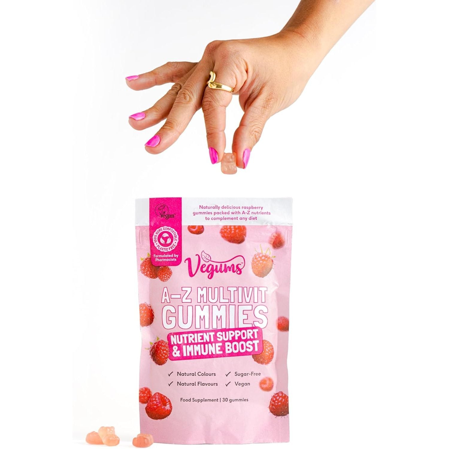 Vegums Sugar-Free A–Z Multivitamin Gummies – Vegan, Zero Sugar, Natural Flavour – Daily Support for Immunity, Energy & Wellness – 30 Gummies