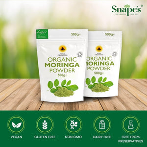 Organic Moringa Powder, 500G Premium UK Certified Organic Pure Moringa Leaf Rich in Essential Vitamins & Minerals