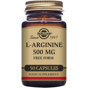 Solgar L-Arginine 500 Mg Vegetable Capsules - Pack of 50 - for a Healthy Metabolism - Ideal for Athletes - Vegan and Gluten Free