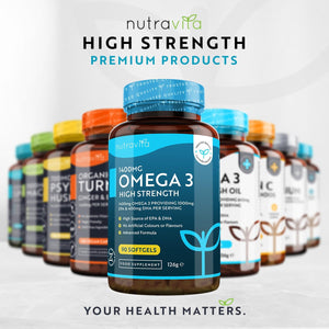 Highest Strength Omega 3 Fish Oil 2000Mg - Providing 1000Mg EPA & 400Mg DHA per Serving - Sustainably Sourced & Contaminant Free - Made in the UK by Nutravita