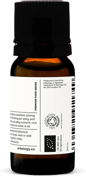 100% Organic Sea Buckthorn Oil 10Ml - Cold-Pressed 50:1 - Premium Quality - Rich in Omega-7 and Beta-Carotene - Straight from Farm - Non-Gmo - No Additives or Preservatives - Recyclable Glass Bottle