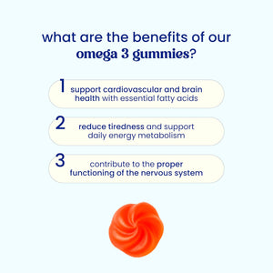 Jelly Pills® Concentrated Omega 3 Gummies (DHA + BCAA) and B Group Vitamins - 70 Orange Flavoured Vegan Gummies - No Added Sugars - for Children & Adults