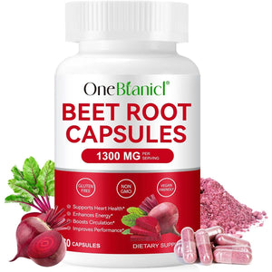 Beetroot Capsules 1300Mg - High Strength Beetroot Supplement 60 Vegan Capsules - Nitric Oxide