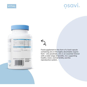 Osavi Zinc Picolinate 50Mg - 120 Vegan Capsules | Highly Absorbable Zinc for Immune Support, Cognitive Function, Metabolism, and Healthy Skin | 100% Daily Zinc Requirement in One Capsule