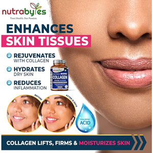 High Strength Marine Collagen 2400Mg with Hyaluronic Acid 100Mg, Biotin, Vitamin C, D3, B12 and Silica - 120 Capsules - High Strength Hydrolysed Marine Collagen for Men and Women, Made in UK