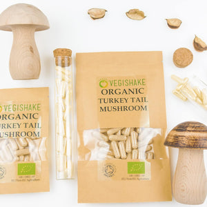 Organic Mushroom HPMC Capsules 600Mg Polysaccharides Immune Vegan Kosher Halal (60 Capsules)