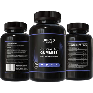 Horngoatpro Gummies - 60 Gummies Blueberry Flavour - with Added Tongaliextract, Maca Root, L-Arginine for Maximum Effect - Vegan, Non GMO, Gluten Free and Low Sugar - for Vitality