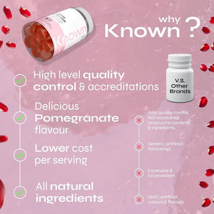 Known Delicious Marine Collagen Gummies - 500Mg Collagen, Vitamin A, C - Skin Support - Natural Pomegranate Flavour - 60 Gummies, 2 Months Supply