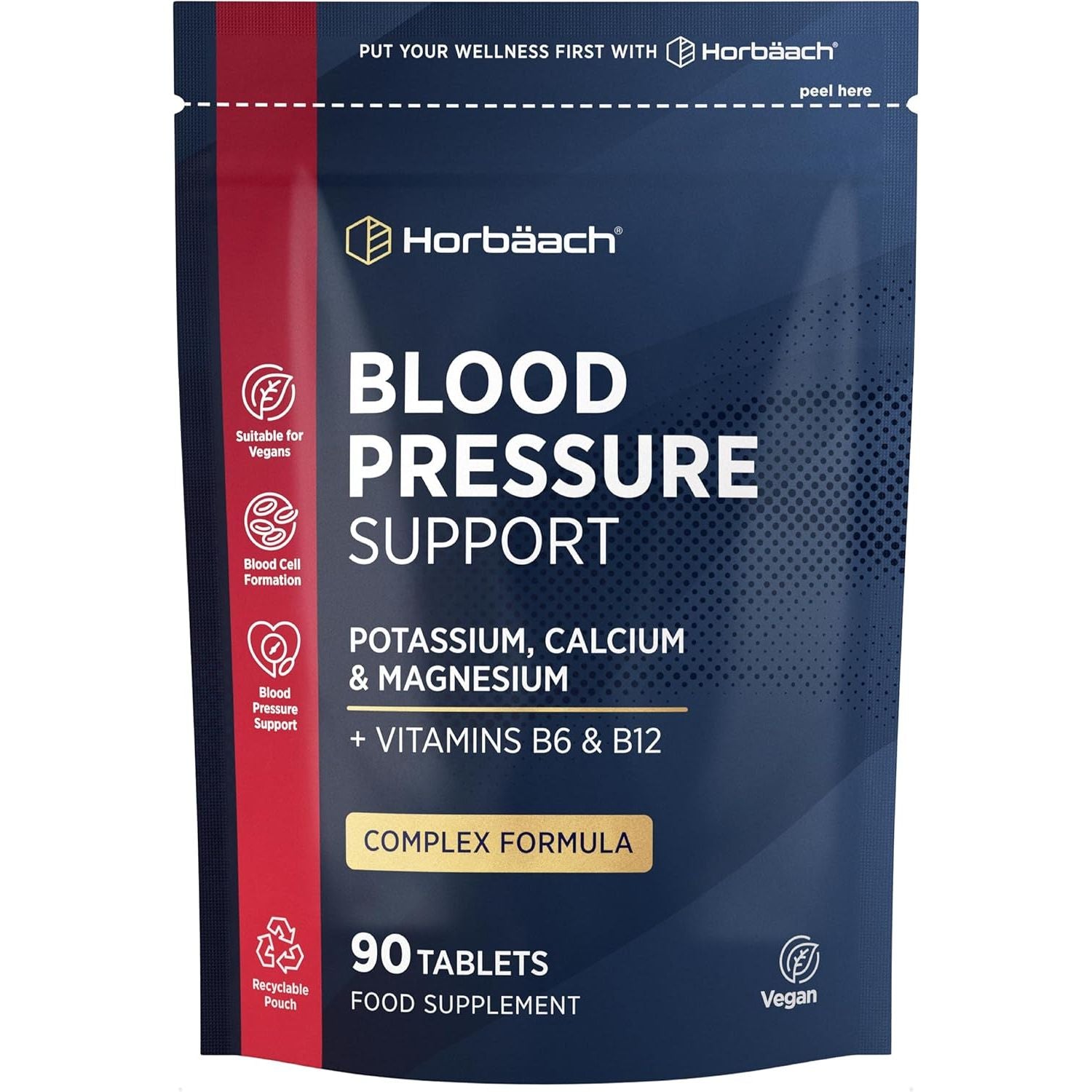 Blood Pressure Tablets | Magnesium Supplement with Potassium & Calcium | Blood Pressure Support | 90 Count | Vegan | by Horbaach