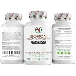 Nutriodol Boron Tablets | 3Mg per Tablet | Sodium Tetraborate | 180 Days Supply | Suitable for Vegans | Easy to Swallow Tablets