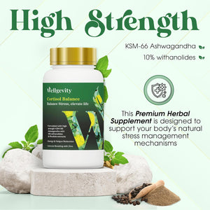 Wellgevity Cortisol Reducing Supplements Featuring High-Strength Ashwagandha KSM-66 with Added Zinc for Enhanced Immune Support. Ashwagandha High Strength Potent Formula 6000 Mg & Rhodiola Extracts.