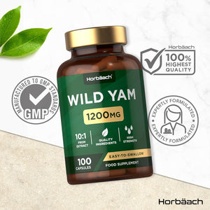 Wild Yam Capsules 1200Mg | High Strength Wild Yam Root Extract | 100 Capsules (Over 3 Months Supply) | Supplement for Men & Women | by Horbaach