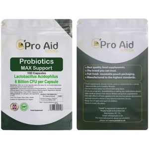 Probiotics Capsules Max Support 6 Billion CFU 100 Pack by Proaid | Healthy Gut | Digestion Support | Bio Cultures | Premium Vegetarian Capsules