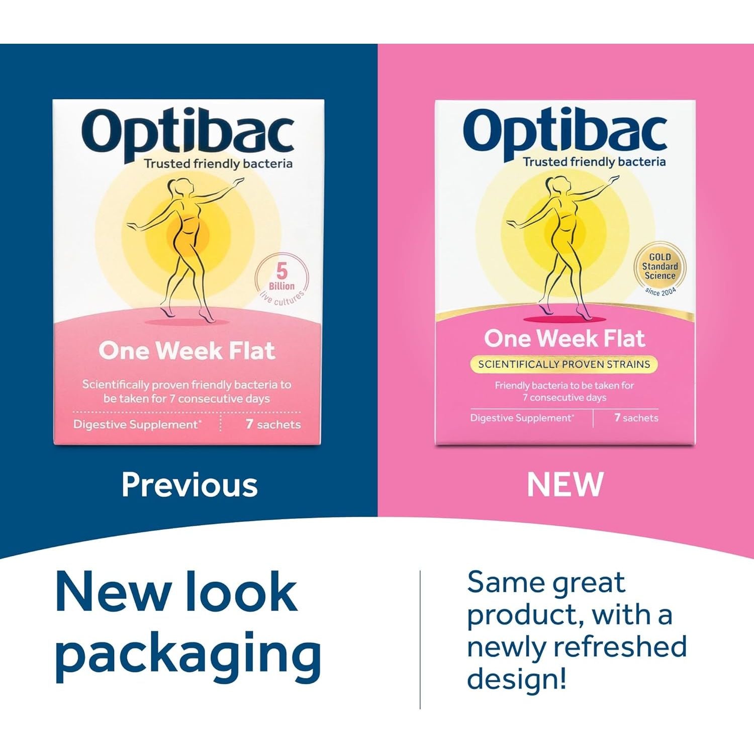 Optibac Probiotics One Week Flat - Vegan Digestive Probiotic Supplement Powder Suitable for Bloating with 5 Billion Bacterial Cultures - 1 Week Supply, 7 Sachets